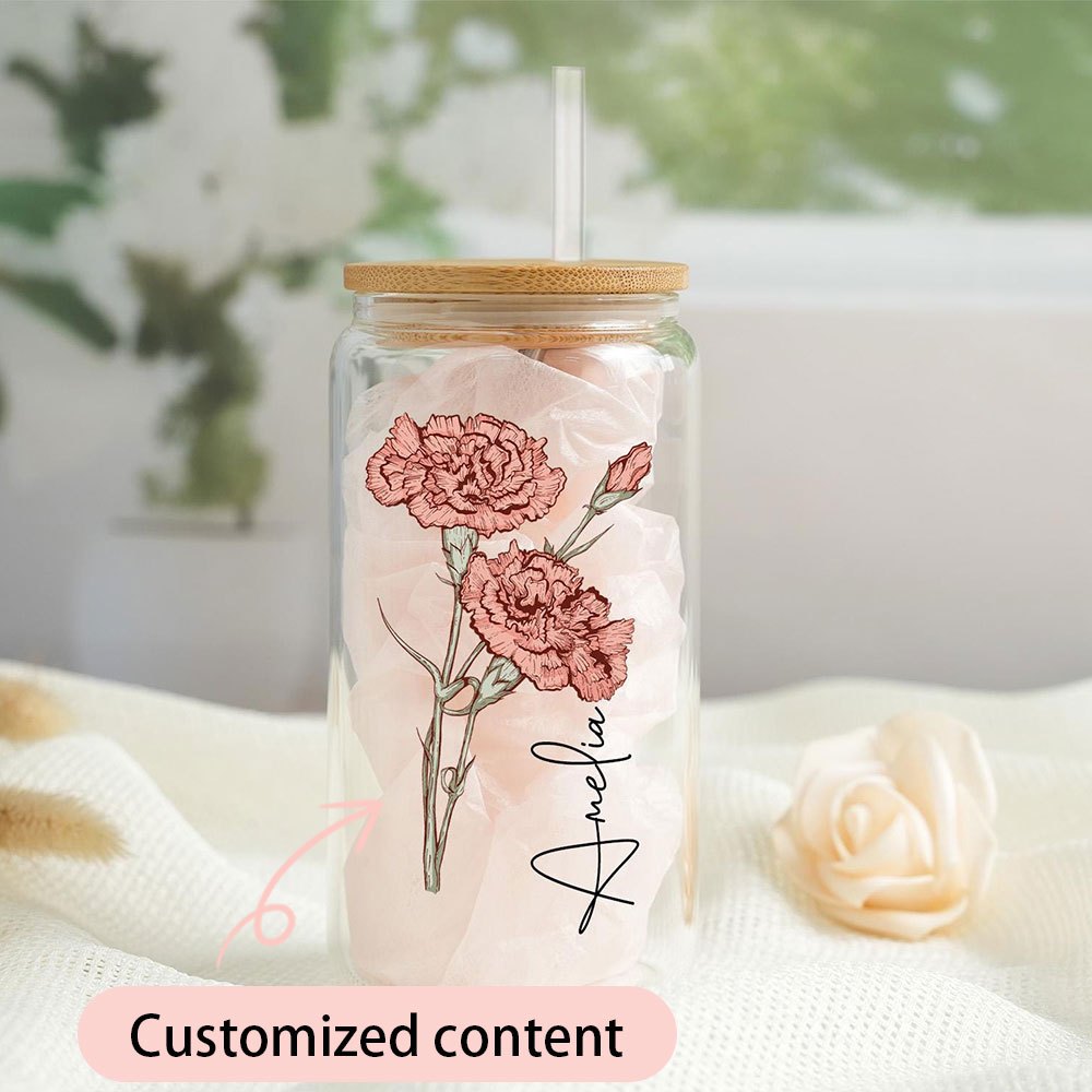 Personalized Birth Flower Glas - Coffee Equipment With Name ulasan dan harga