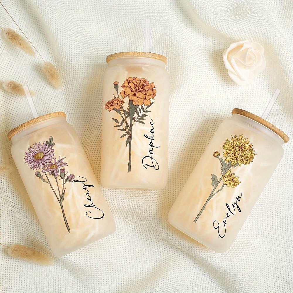 Personalized Birth Flower Glas - Coffee Equipment With Name ulasan dan harga