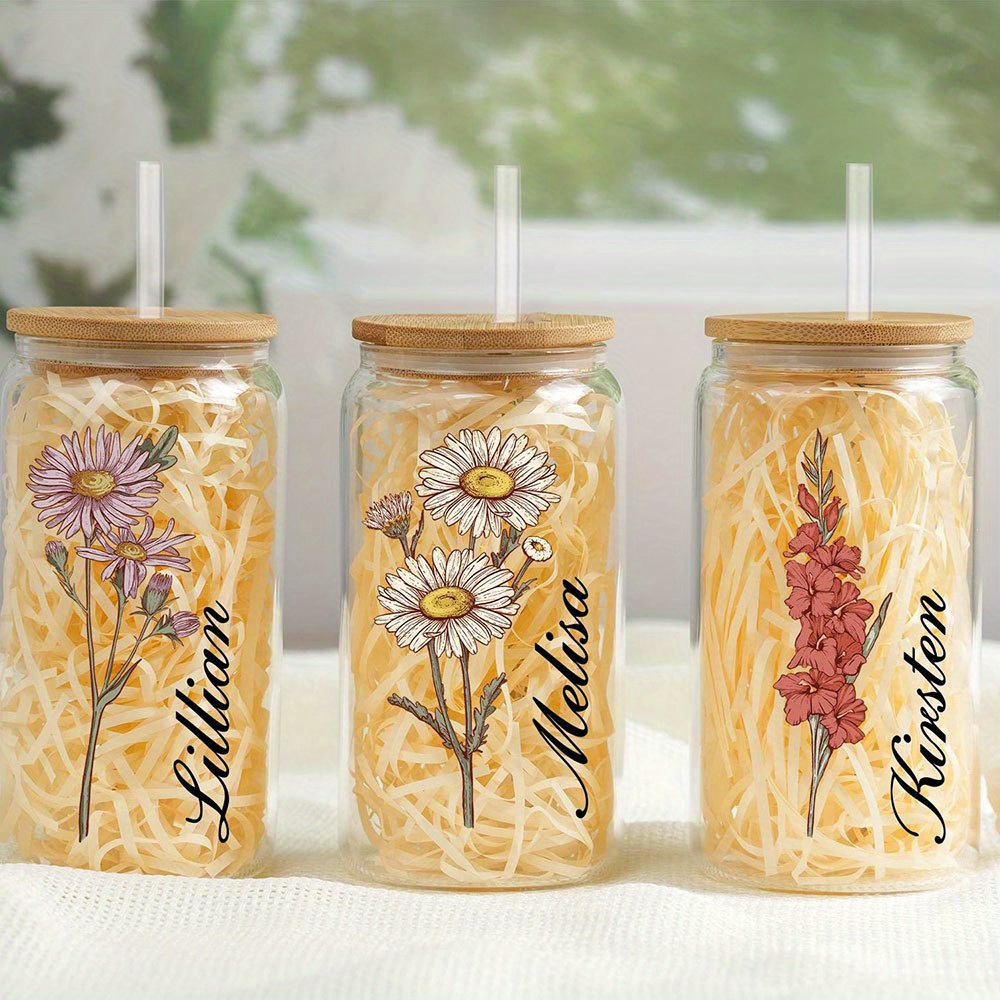 Personalized Birth Flower Glas - Coffee Equipment With Name ulasan dan harga