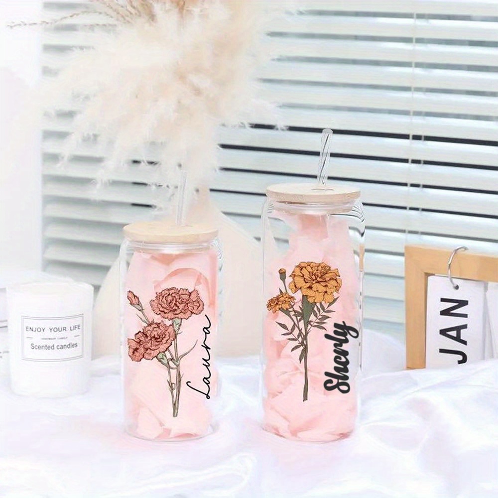 Personalized Floral Daisy Glas - Coffee Equipment With Name ulasan dan harga