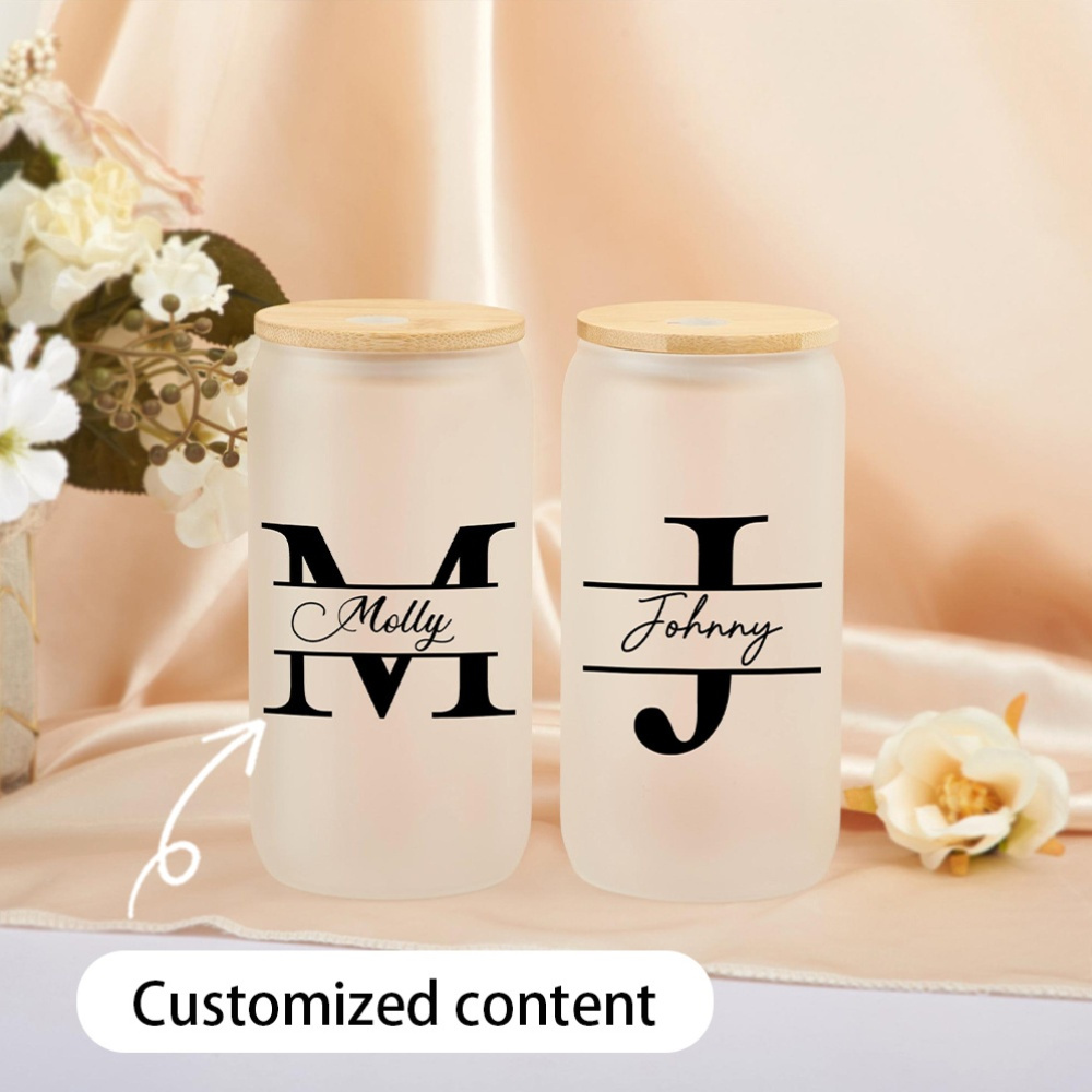 Custom Initial Name Frosted Gl - Coffee Equipment With Name ulasan dan harga