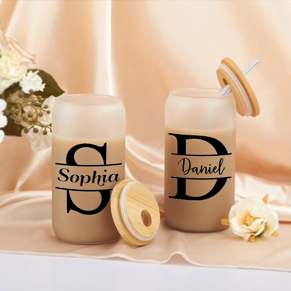 Custom Initial Name Frosted Gl - Coffee Equipment With Name ulasan dan harga