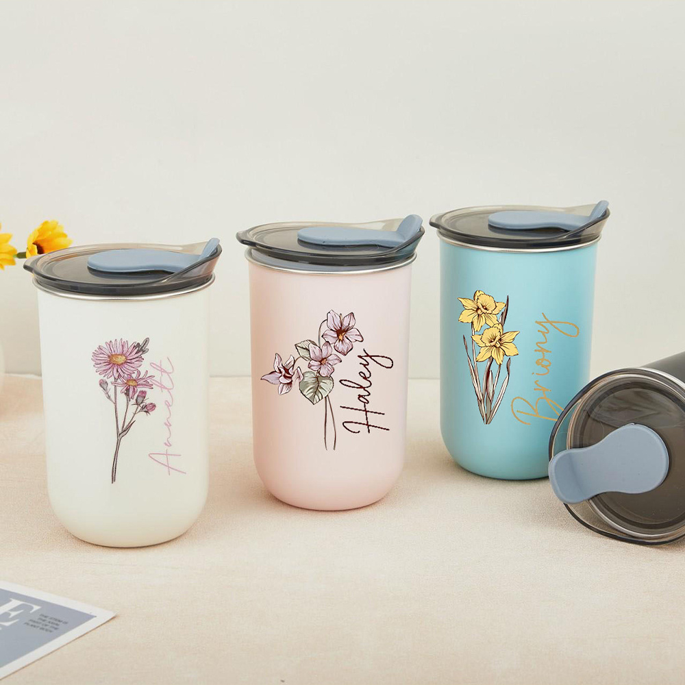 Custom Birth Flower Stainless  - Coffee Equipment With Name ulasan dan harga
